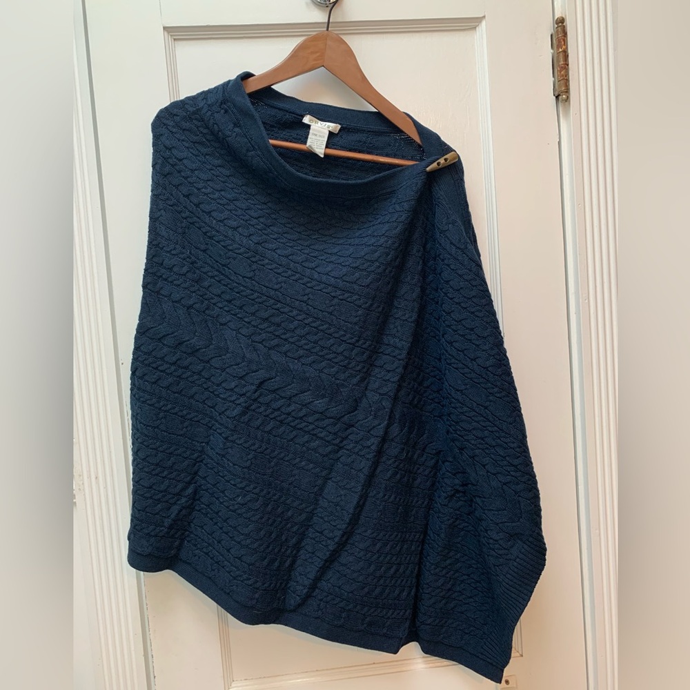 Like New - Orvis Navy Cable Knit Poncho